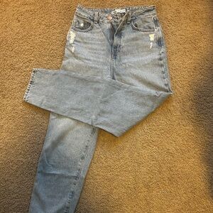 Zara Straight Leg Distressed Jeans
